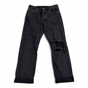 Levi's 501 Women's Black Straight Leg Jeans 28x30 Distressed